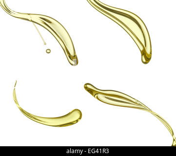 flying yellow splash collection isolated on white background Stock Photo
