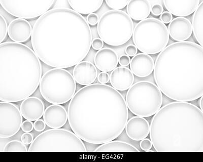 Abstract white 3d background with chaotic different relief circles pattern Stock Photo