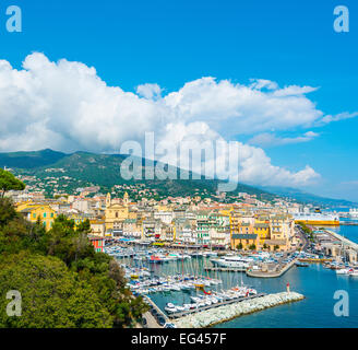 Overview of the old town and the old harbor, Bastia, Corsica, France Stock Photo