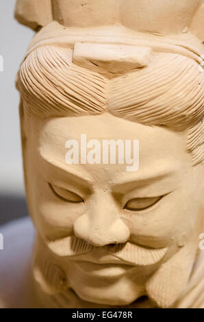 Close up, detail shot of a replica terracotta warriors head, made in a factory in Xian Stock Photo