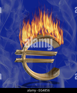 Burning euro symbol, illustration Stock Photo