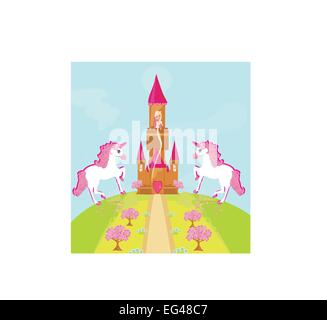 Illustration of princess in tower waiting for Prince Stock Vector Image ...
