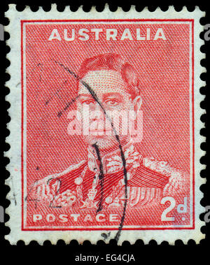 AUSTRALIA - CIRCA 1942: A stamp printed in Australia shows portrait of King George VI, without inscription, from the series Stock Photo