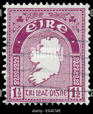 IRELAND - CIRCA 1922: Postage stamp printed in Ireland shows a map of the country, circa 1922 Stock Photo