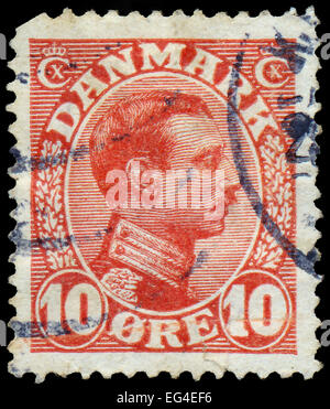 DENMARK - CIRCA 1913: a stamp printed in the Denmark shows King Christian X, King of Denmark, circa 1913 Stock Photo