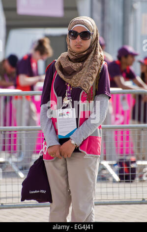 Volunteer in Olympic Park, 2012 Games, London, England Stock Photo