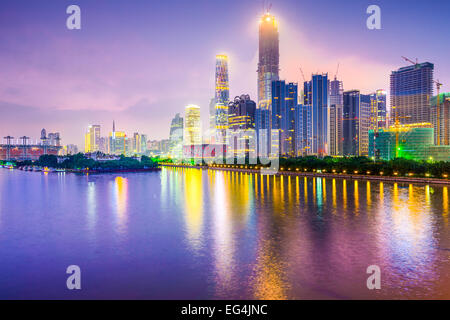 Guangzhou, China cityscape over the Pearl River. Stock Photo