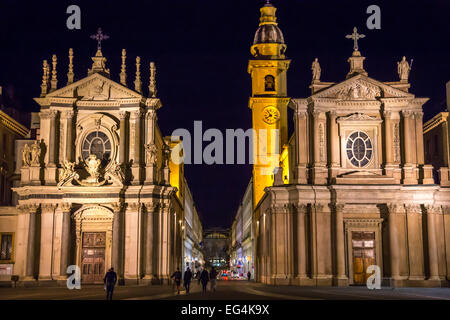 Piazza San Carlo churches, Turin, Italy Stock Photo