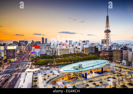 Nagoya, Japan city skyline at the tower. Stock Photo
