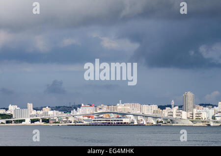 Naminoue Rinko Road Bridge and Tomari Port in Naha, Okinawa, Japan Stock Photo