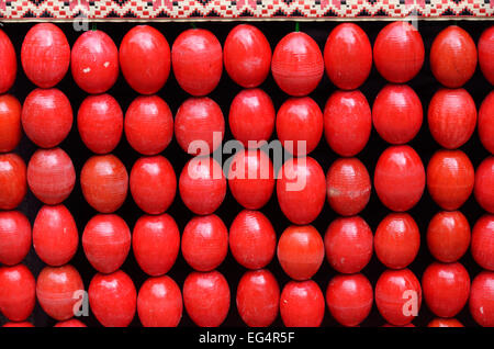 Easter background of the red eggs Stock Photo
