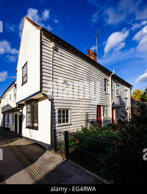 White painted weather boarding on house, Coggeshall, Essex, East Anglia, UK Stock Photo