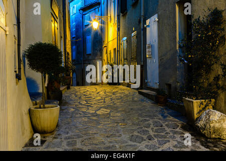 St Tropez streets at dawn; St Tropez Provence France Stock Photo