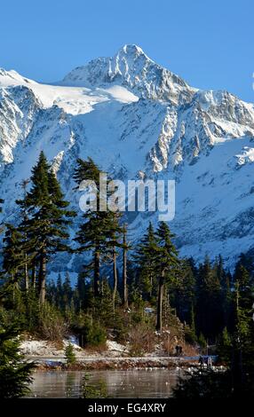 Mount Shuksan in the North Cascades National Park, Washington State, US. Photo taken from Picture Lake area. Stock Photo