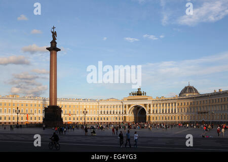 General Staff Building and  Alexander Column in Palace Square, Saint Petersburg, Russia Stock Photo