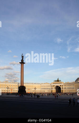 General Staff Building and  Alexander Column in Palace Square, Saint Petersburg, Russia Stock Photo