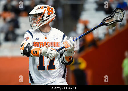 February 15, 2015: Syracuse Orange attackman DylanDonahue (17) controls the ball during a NCAA men's lacrosse game between the Cornell Big Red and the Syracuse Orange at the Carrier Dome in Syracuse, New York. Syracuse won the game 14-6. Rich Barnes/CSM Stock Photo