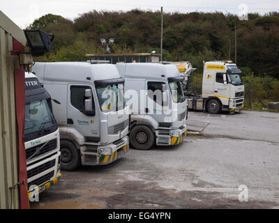 trucks parked in quarry Stock Photo