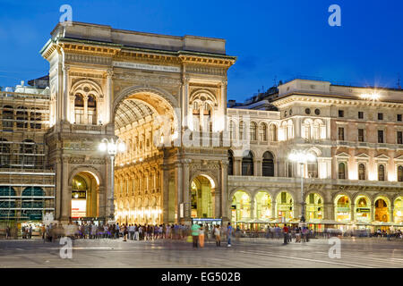 Galleria Vittorio Emanuele and people,  Duomo Square, Milan, Italy Stock Photo