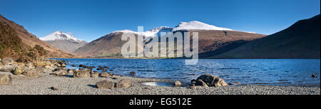 Snow capped Scafell Pike and Wastwater, Lake District, Cumbria, England UK Stock Photo