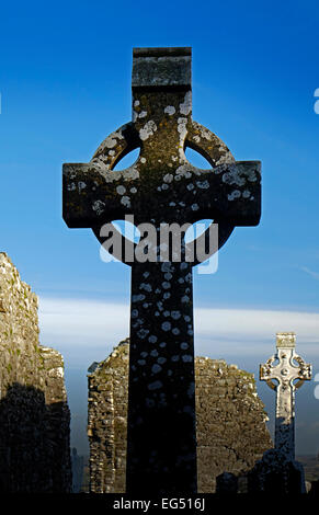 Huge Celtic Cross in Slane Abbey County Meath Ireland Stock Photo