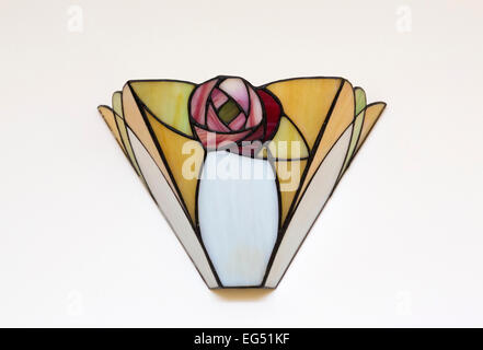 Tiffany style uplighter light on wall Stock Photo