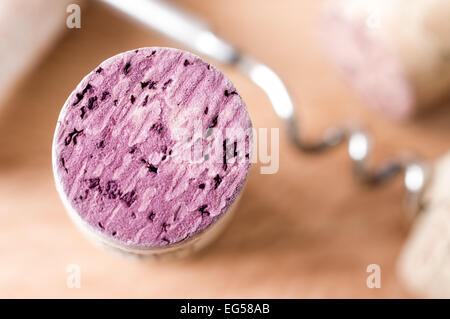 Wine cork closeup. Top view Stock Photo