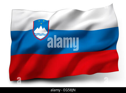 Slovenia flag waving isolated on white transparent background Stock ...