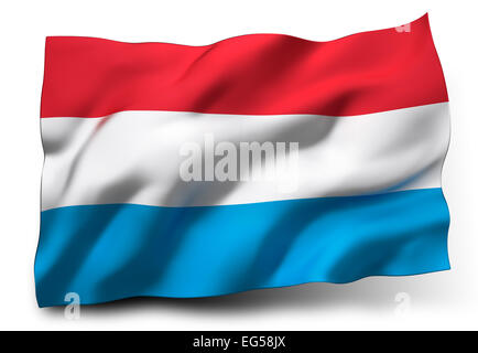 Waving flag of Luxembourg isolated on white background Stock Photo