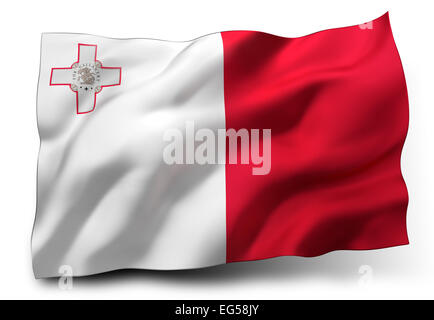 Waving flag of Malta isolated on white background Stock Photo