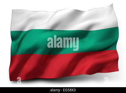 Waving flag of Bulgaria isolated on white background Stock Photo