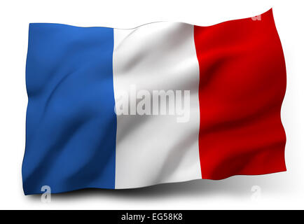 Waving flag of France isolated on white background Stock Photo