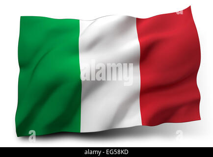 Waving flag of Italy isolated on white background Stock Photo