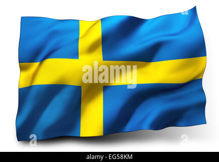 Waving flag of Sweden isolated on white background Stock Photo