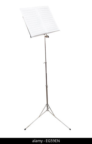 music stand with blank music book isolated on white background Stock Photo