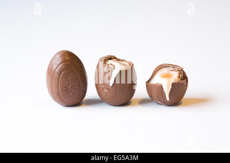 Creme eggs on a white background. Stock Photo