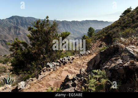 Hiking trail from the Mirador Degollada de Paraza to La Laja, La Gomera, Canary Islands, Spain Stock Photo