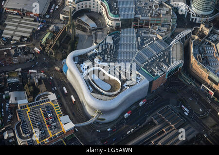 An aerial view of the Bull Ring Shopping Centre in Birmingham, West Midlands Stock Photo