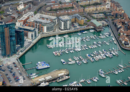 An aerial view of the Ocean Village Marina in Southampton Stock Photo