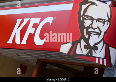 KFC, Kentucky Fried Chicken Restaurant Sign, Oxford, UK. Stock Photo