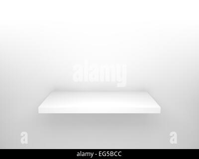 Abstract 3d design element, empty white shelf with soft shadow on the wall Stock Photo