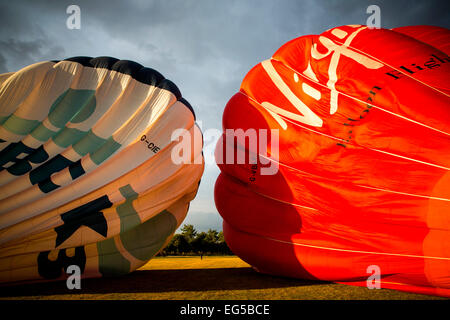 Detail of billowing hot air balloons on field, South Oxfordshire, England Stock Photo