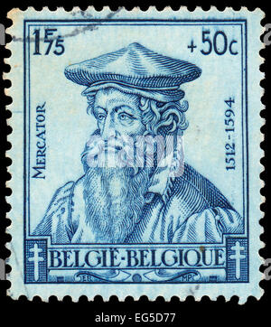 BELGIUM CIRCA 1942: A stamp printed in Belgium shows Mercator (1512-154), circa 1942 Stock Photo