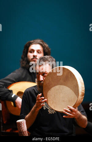 Tehran, Iran. 16th Feb, 2015. Iranian musicians play traditional ...