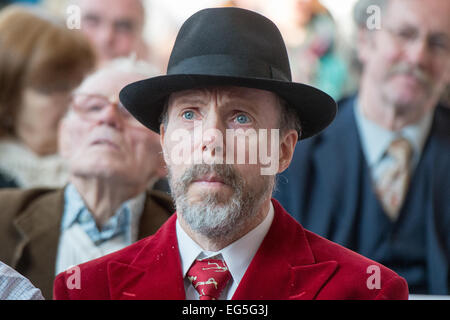 Berlin, Germany. 17th Feb, 2015. Plastination inventor Gunther von Hagens attends a press conference at the opening of the Body-Worlds-Museum 'Humans Museum' in Berlin, Germany, 17 February 2015. Around the opening of the museum (it opens for public tomorrow), which displays plastinates by von Hagens, a conflict arose with the district. PHOTO: MAURIZIO GAMBARINI/dpa/Alamy Live News Stock Photo