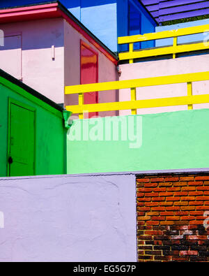 Colorful huts in Folkestone, Kent, UK Stock Photo