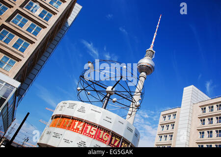 The Worldtime Clock, German Weltzeituhr at Alexanderplatz in Berlin, Germany Stock Photo