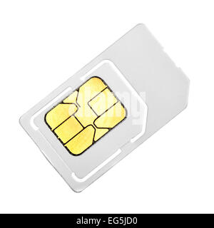 SIM card close-up isolated over white background Stock Photo