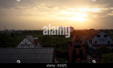 Canopy view during sunset at chocolate ville, Bangkok Stock Photo