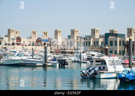 Fishing Harbour and new shopping Souk at Umm Suqueim 2 in Dubai United Arab Emirates Stock Photo